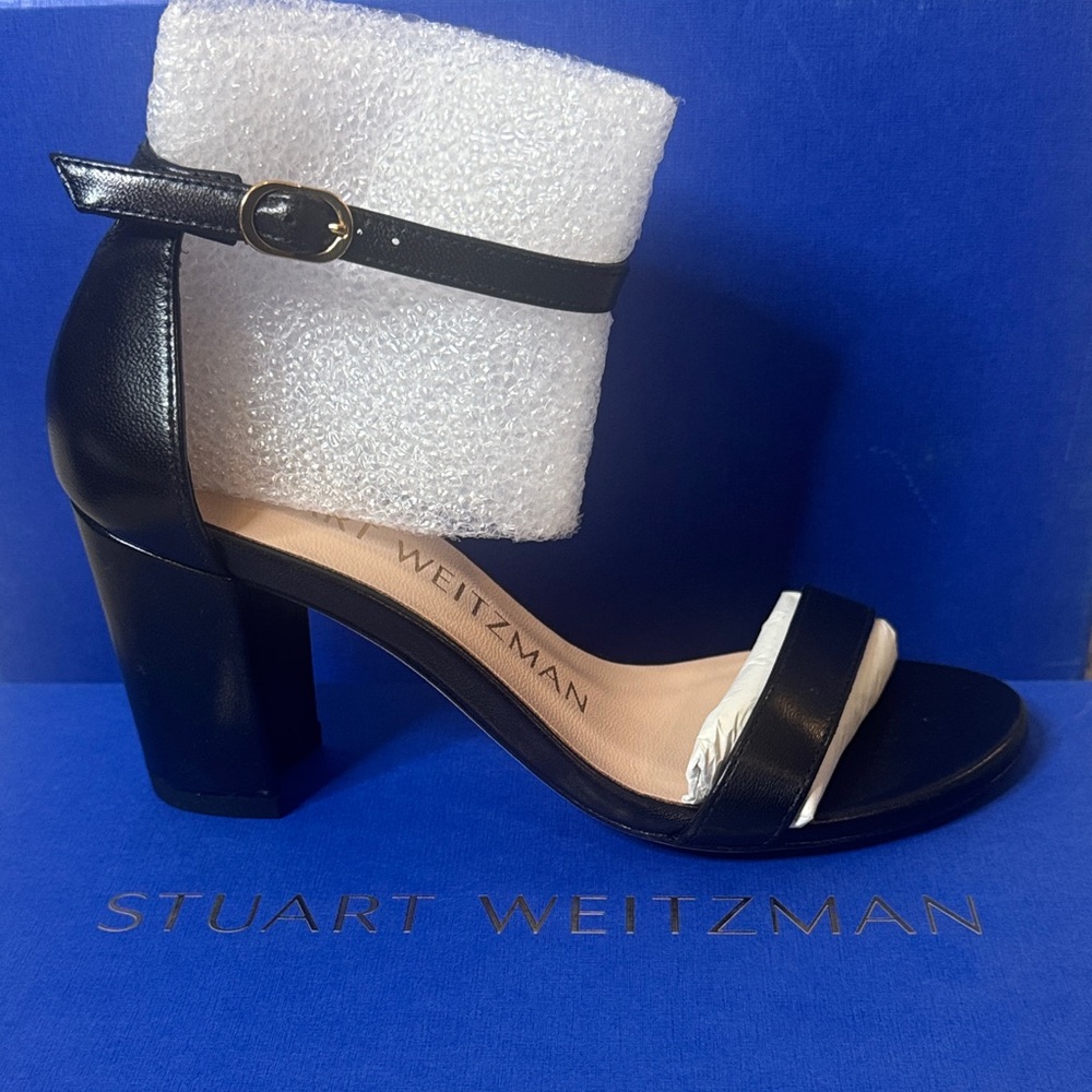 Stuart Weitzman Black Leather Block Heels